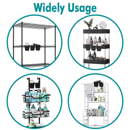 Wall Caddy Pen Holders, 6 Pack Large Pencil Cups Organizer for Marker / Remote / Crayon / White Board Accessories, with Adhesive Stickers, Office Home Craft Class Kids Room Art Organization (Black)