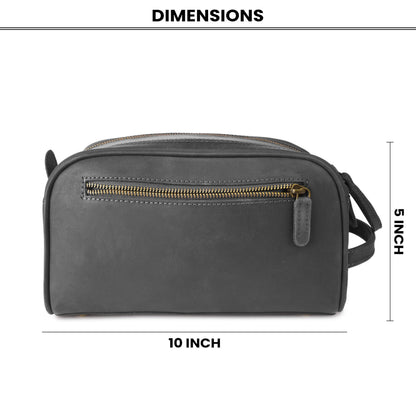 Rasavi Genuine Leather Travel Toiletry Bag, Handcrafted Vintage Water-Resistance Dopp Kit, Large Shaving & Bathroom Organizer - Gift for Men & Women - Black