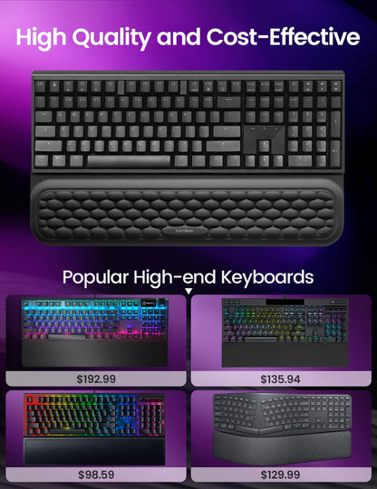Vaydeer Keyboard Wrist Rest with Stickers, Full Mechanical Keyboard Support Pad, Desk Ergonomic Cushion for Computer Typing Office Work Home Gaming, Soft Memory Foam Arm Palm Hand Pain Relief Gift