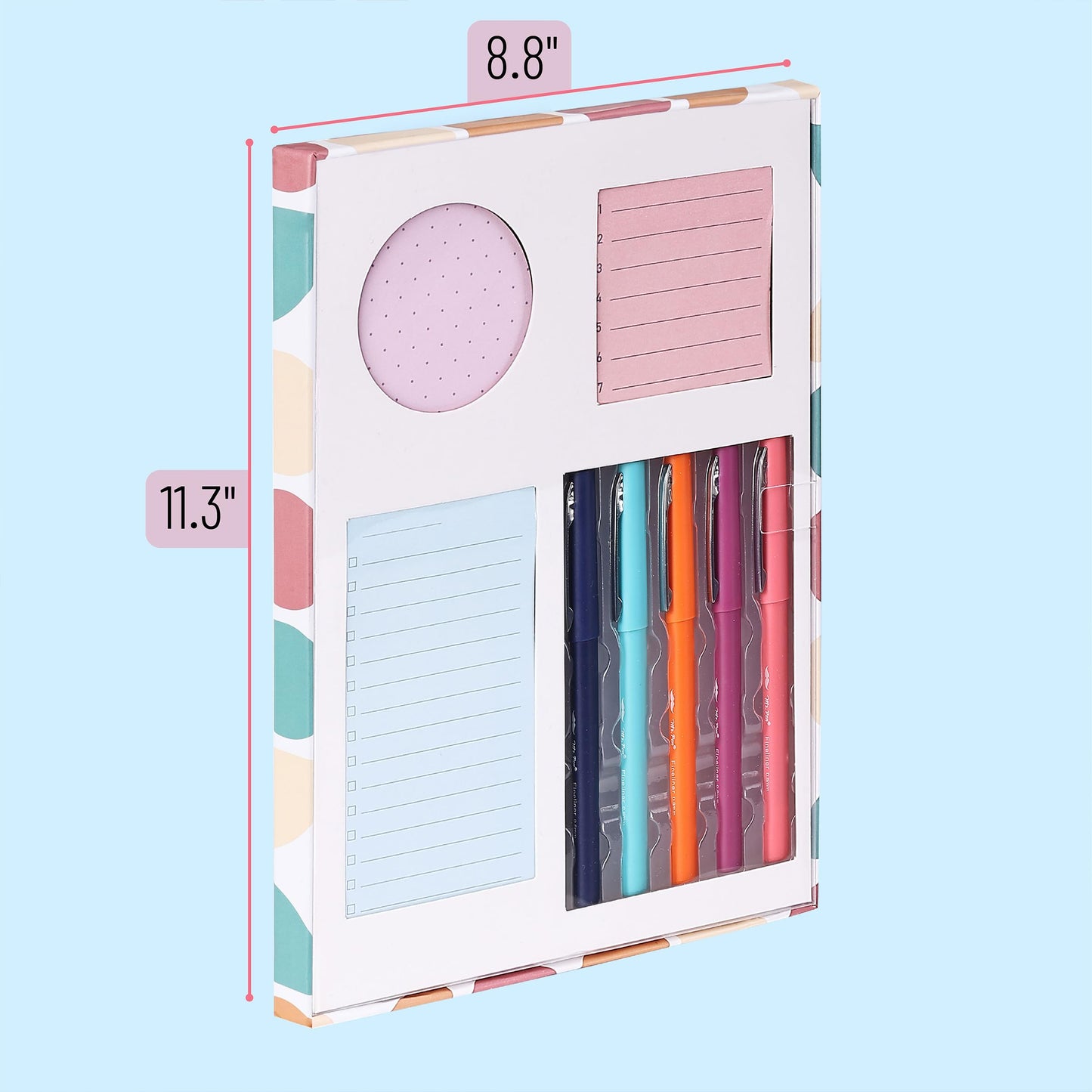Mr. Pen- Sticky Notes Set Gift Box, Felt Tip Pens, Dotted Round, Lined & to Do List Self-Stick Sticky Pads for Bible Study, Office, School, Planning, Journaling & Organization