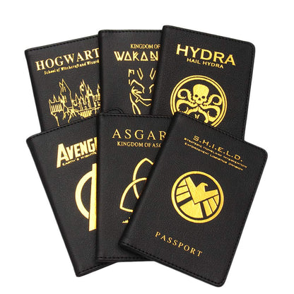 Passport Cover Kingdom of Wakanda Printed Passport Holder Leatherette Black Panther Passport Case with Multi Card and Ticket Slots