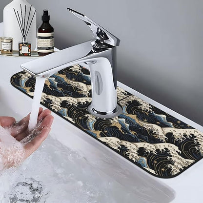 Japanese Wave Black 15" X 5.5" Kitchen Sink Splash Guard Faucet Faucet Guard
