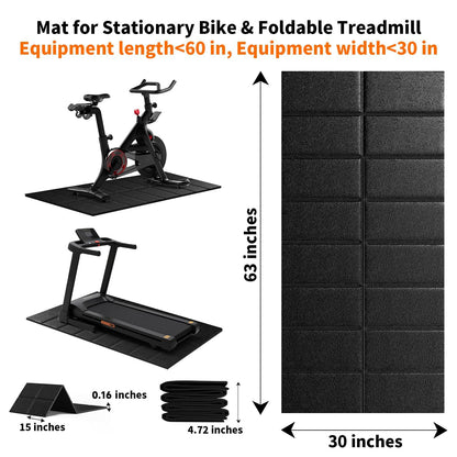 THAILE Exercise Bike Mat, Compatible with Peloton Bikes, 63"x30", Bike Trainer Mats, Mat for Indoor Stationary Spin Bikes Treadmill Walking Pad on Hardwood Floor Carpet Protector
