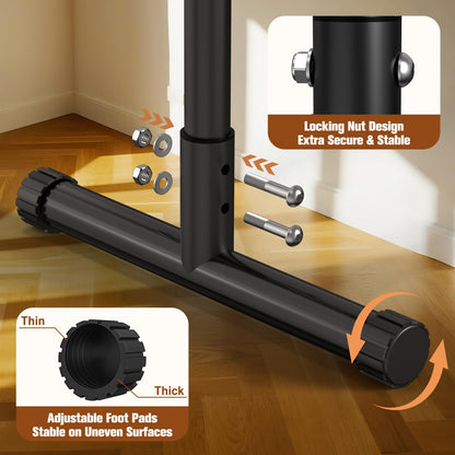 RELIFE REBUILD YOUR LIFE Push Up Bar,14in High Dip Station Functional Heavy Duty Dip Stands Fitness Workout Dip bar Station Stabilizer Parallette Push Up Stand (Black-04)