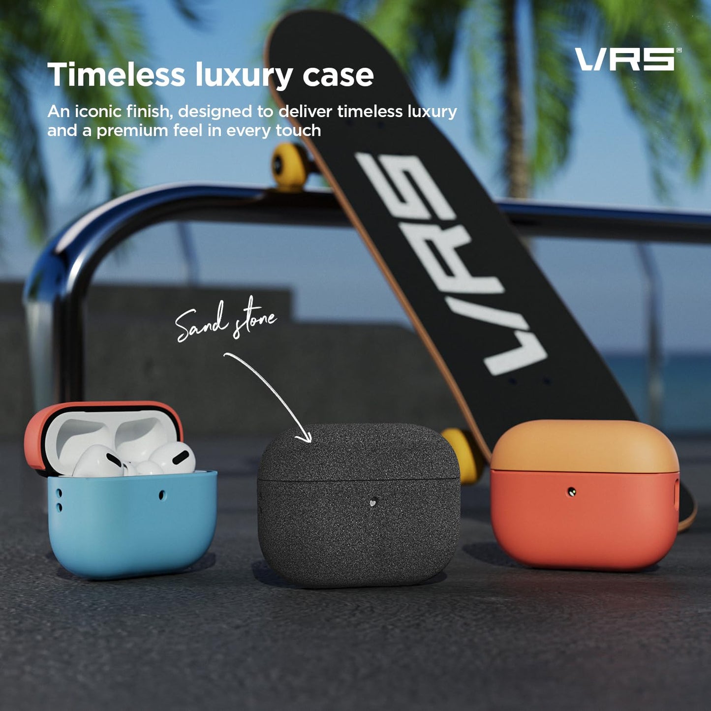 VRS Design Modern for Apple AirPods Pro 3rd Generation Case (2025) – Modern Minimal Style with Slim Profile and Precise Fit Compatible with AirPods Pro 3 (Sand Stone)