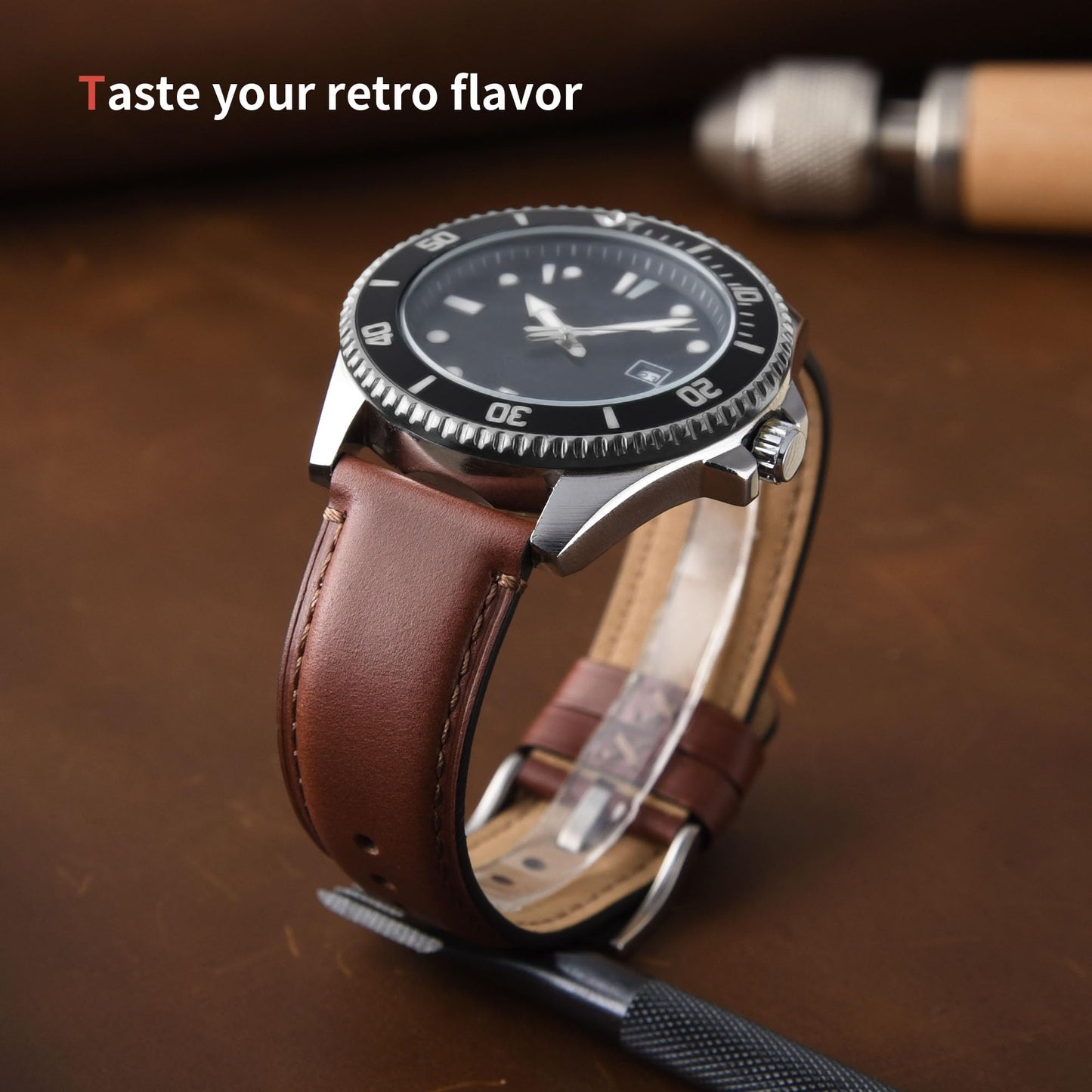 Fullmosa Watch Bands,18mm 19mm 20mm 22mm 24mm Quick Release Leather Watch Band Strap - Burnished Leather Watch Band Vintage Wristband