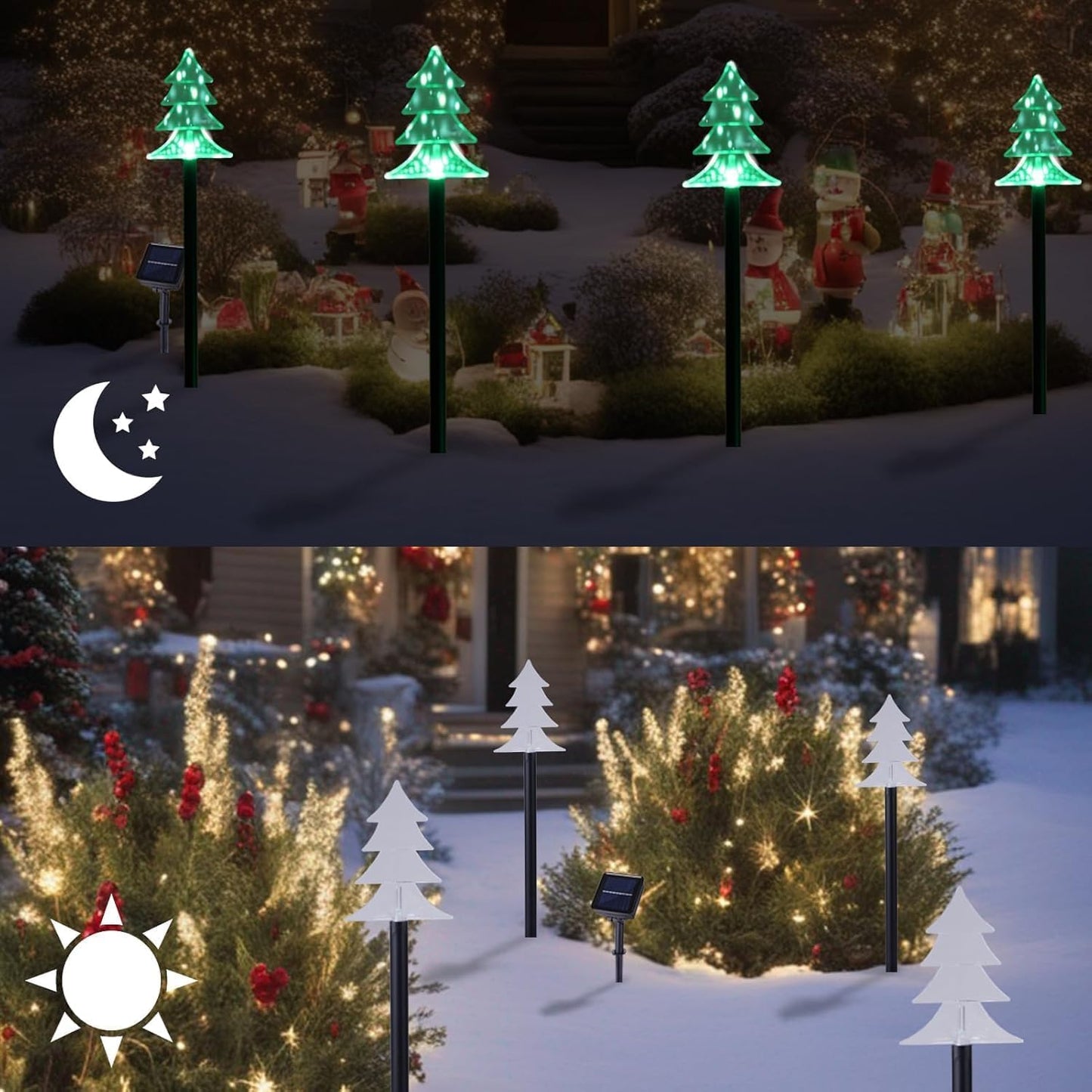 ILLUMINEW Christmas Solar Pathway Lights, Set of 5 Waterproof Landscape Christmas Lights, Stake Decorations, LED Yard Lawn Patio Walkway Decor