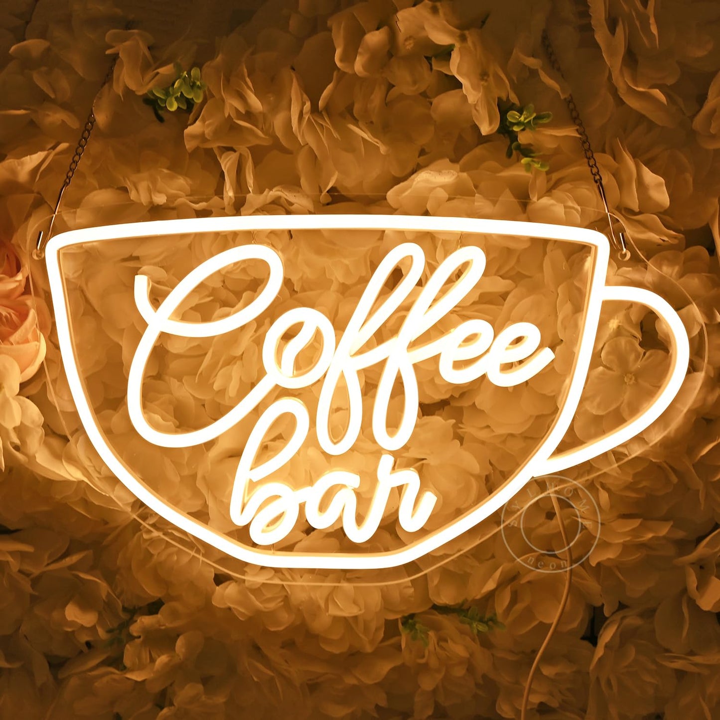 SYLHOME Coffee Bar Led Neon Light Sign Coffee Shop Business Home Bedroom Kitchen Restaurant Birthday Christmas Party Light Up Sign 15.75" X 9.4" USB Warm White