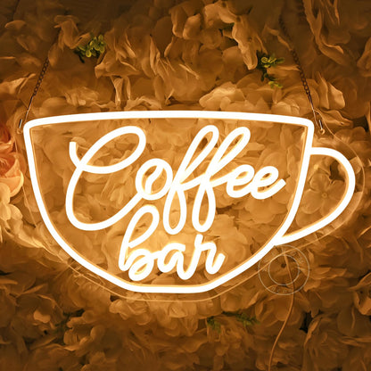 SYLHOME Coffee Bar Led Neon Light Sign Coffee Shop Business Home Bedroom Kitchen Restaurant Birthday Christmas Party Light Up Sign 15.75" X 9.4" USB Warm White