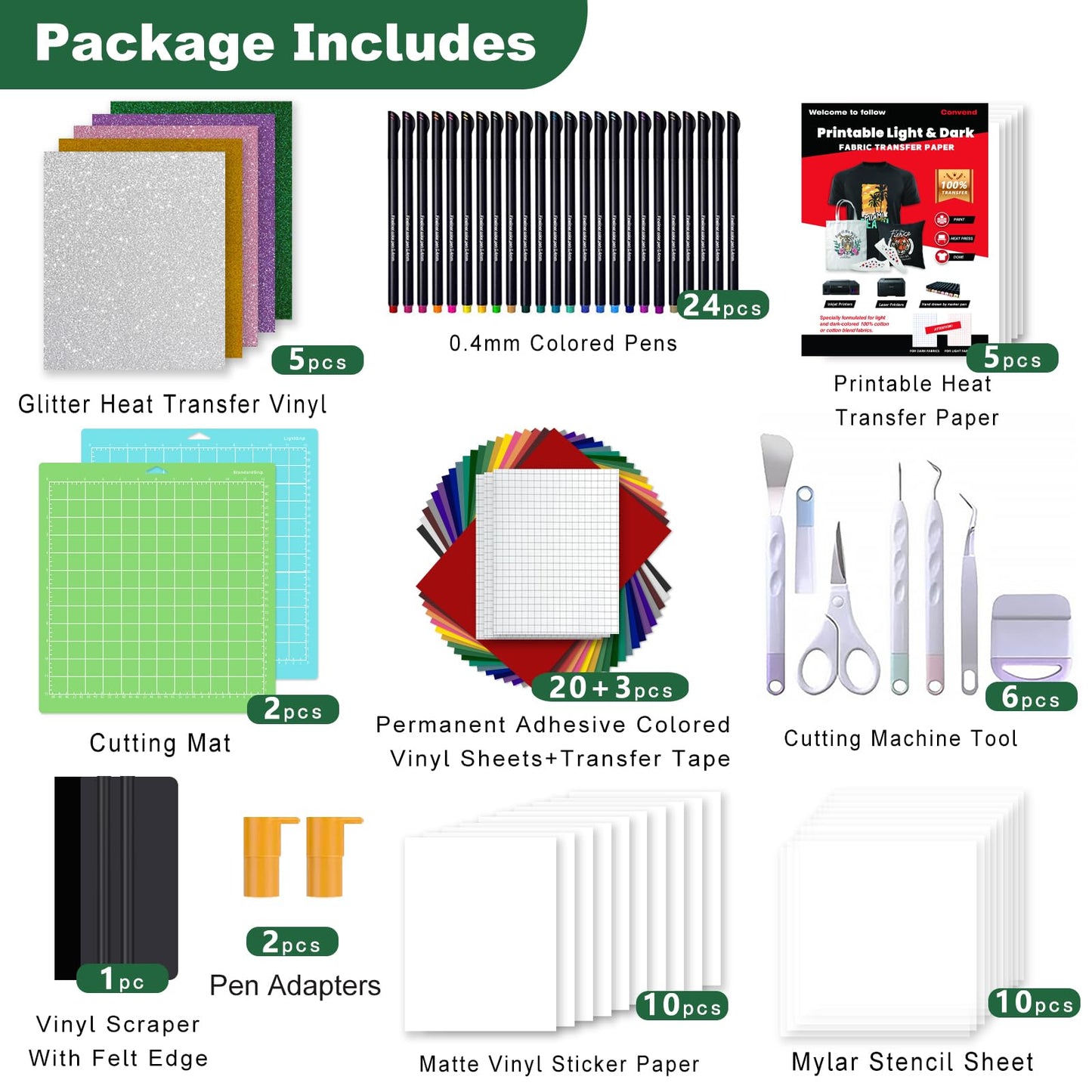 The Ultimate Accessories and Supplies Bundle for Maker and All Explore Air - The Starter Kit with Deluxe gift packaging,Weeding Tools,Glitter Vinyl,Permanent Vinyl,Transfer Paper for Crafting Projects