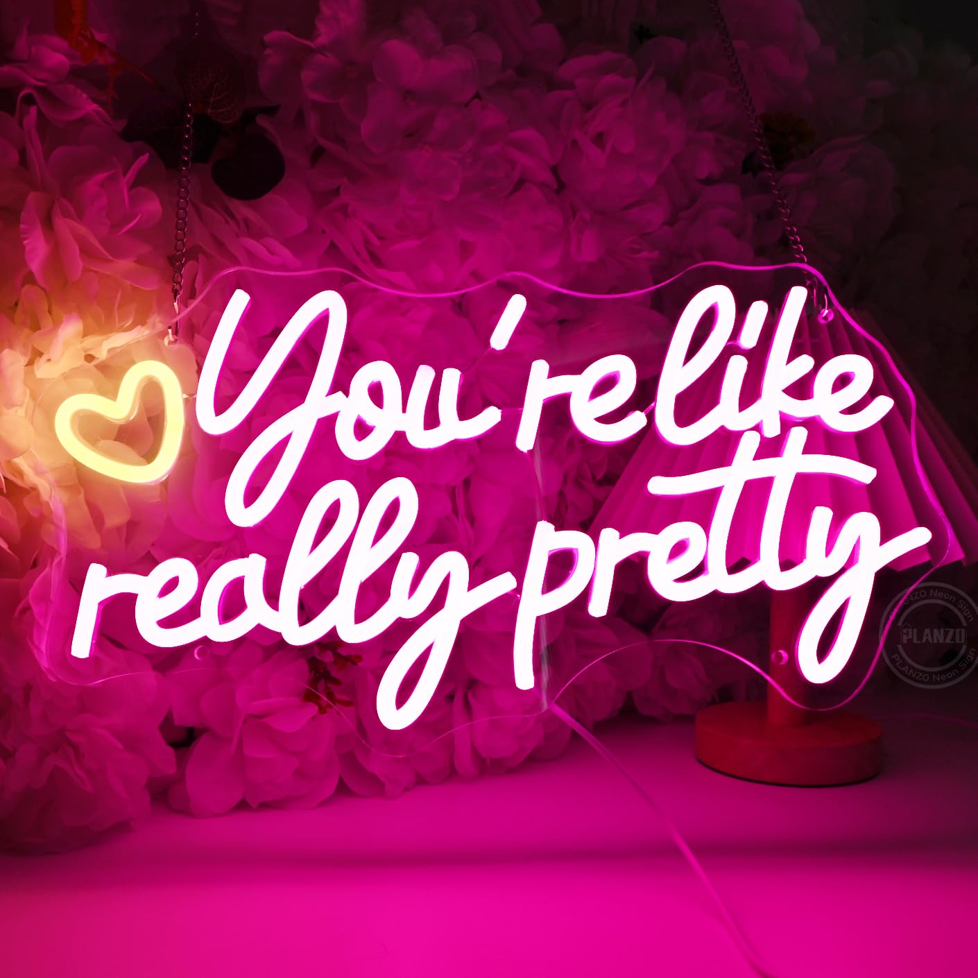 Planzo Led Neon Sign Light You're Like Really Pretty With Heart Girls Bedroom Beauty Salon Studio Wall Sign Decor Wedding Birthday Christmas Party Decor Gifts USB 15.75"x8.66"