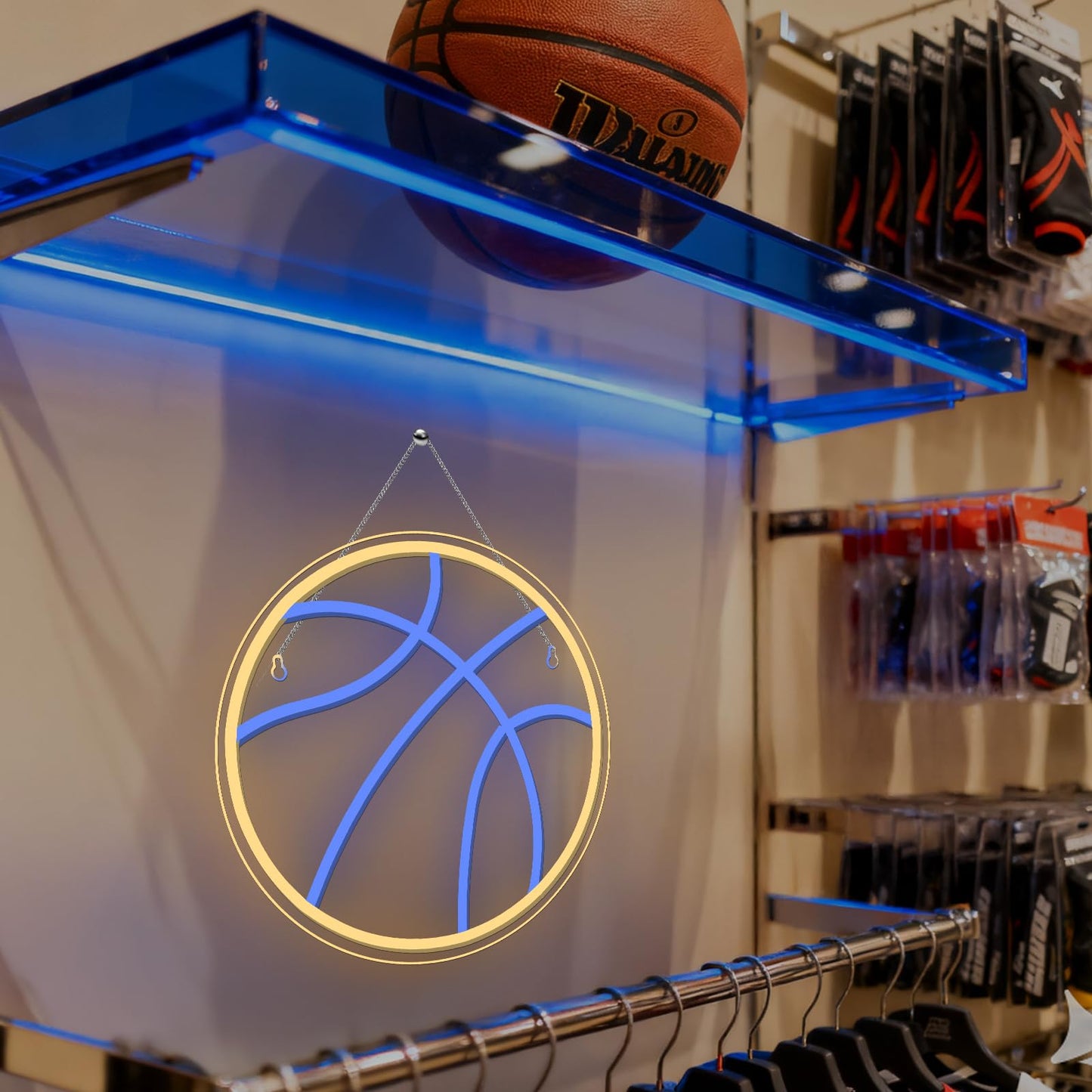 Wanxing Basketball Neon Signs Sport Neon Light Led Sign Neon Sign for Bedroom Led USB Powered Switch Light up Sign Neon Sign for Wall Decor Bedroom Christmas Birthday Signs Kids Gift (Blue Yellow)