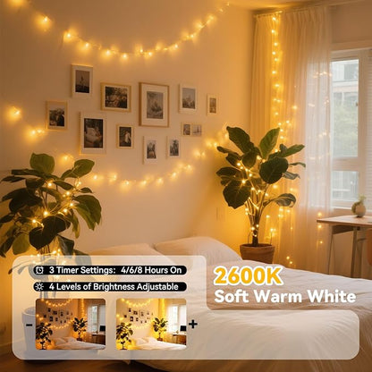 Lithome Led Christmas Fairy Lights Plug In, 200LED 66FT Color Changing Fairy Lights with Remote, 9 Modes Led Christmas Lights Indoor Dimmable, RGB Fairy String Lights Twinkle for Xmas Home Party Decor