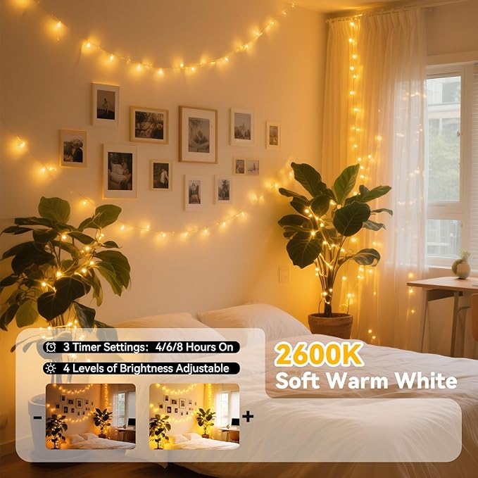 LitHome 300LED 99FT Christmas Led Fairy Lights Plug in, Color Changing Christmas Fairy Lights with Remote, 9 Modes Led String Lights Indoor Dimmable, Fairy String Lights for Xmas Home Party Decor
