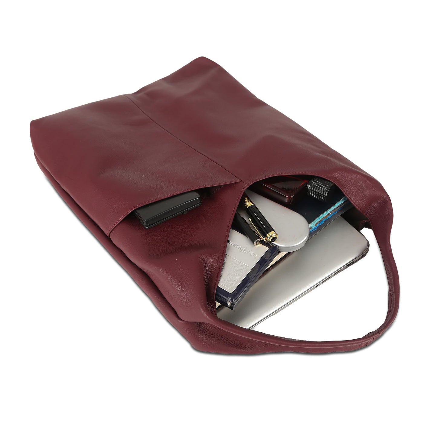 Leather Tote Bag for Women Ladies Purse Travel Shopping Bag Hobo Shoulder Multipurpose Handbag (Burgundy)