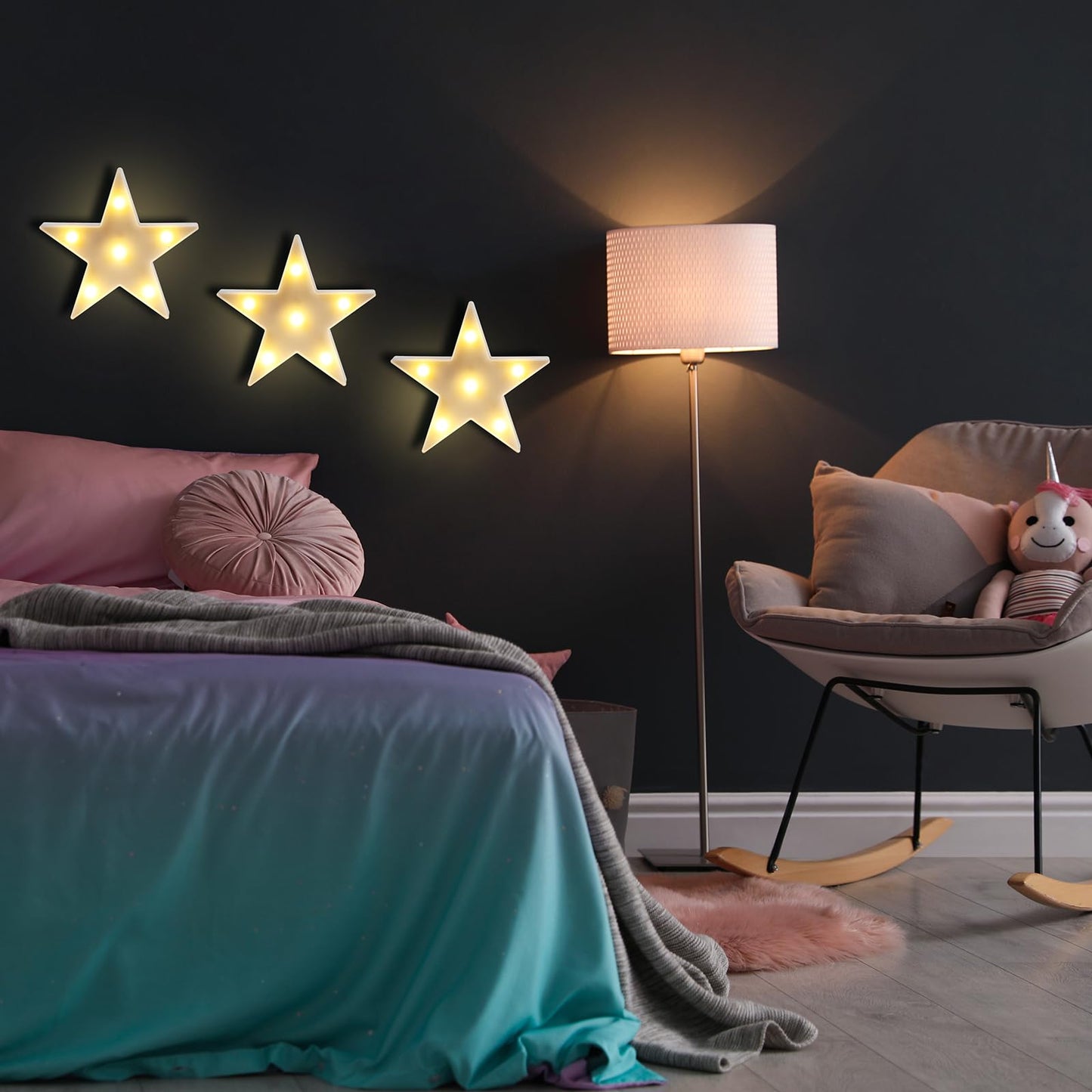 clothmile 3 PCS LED Night Light LED White Star Night Light Can Be Hung on The Wall Kids Room Light, Suitable for Birthday Party Holiday Decoration Baby Room Nursery Decoration
