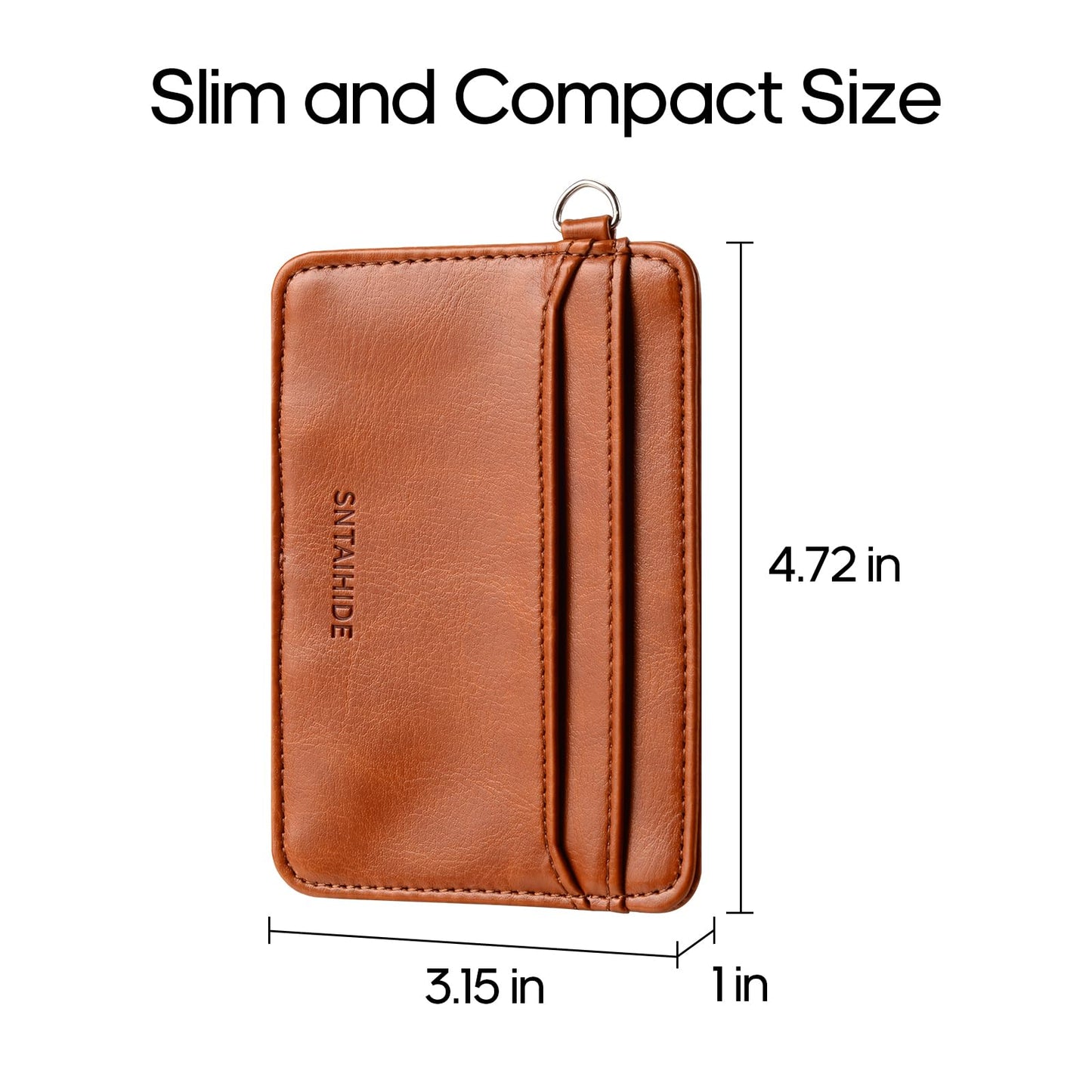 SNTAIHIDE Slim Minimalist Leather Card Holder Wallet with RFID Blocking, Brown, Front Pocket Wallet for Men and Women