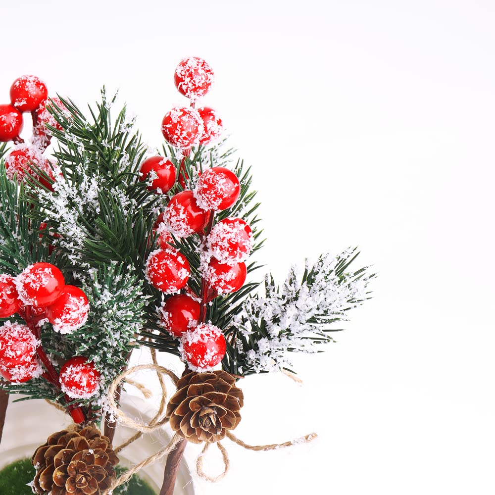 Christmas Picks and Sprays,Red Berry Holly Stems Pine Cones Crafts,10 PCS
