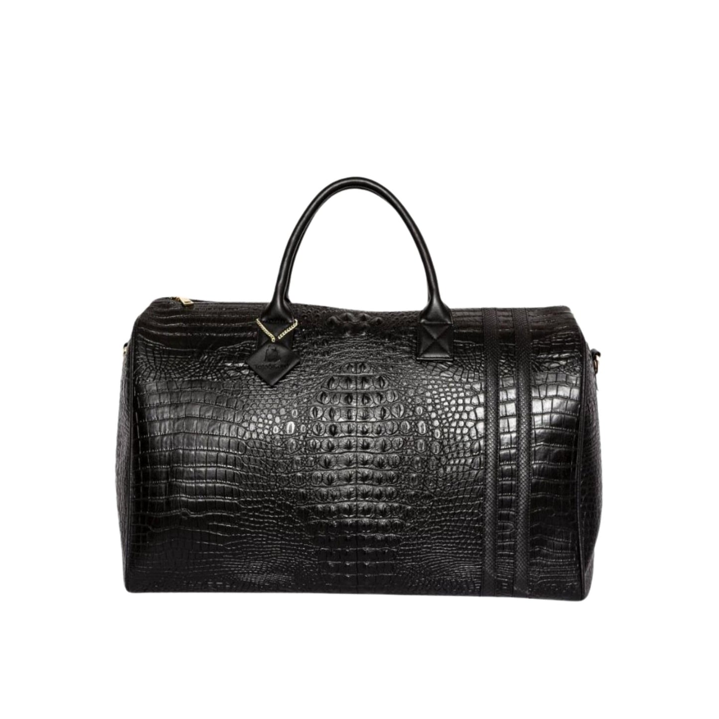 Tote&Carry Apollo 2 Duffle Bag for Travel Women & Men, TSA Approved Carry On Duffel Bag, Premium Vegan, Durable Weekender Luggage for All-Purpose Use (XL - Crocodile Skin, Black)