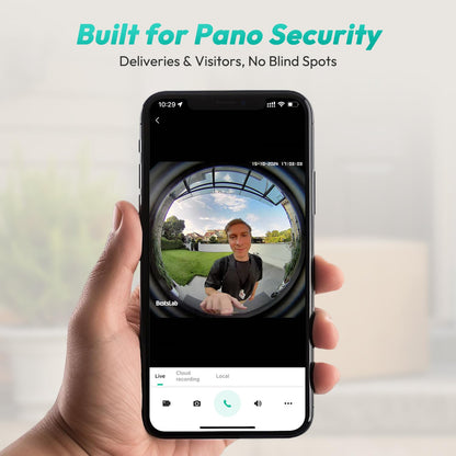 BOTSLAB Doorbell Camera Wireless, 5MP Video Doorbell with Homebase, 180°Panoramic View, No Monthly Fee, 2.4 GHz WiFi, AI Motion Detection, VR Mode