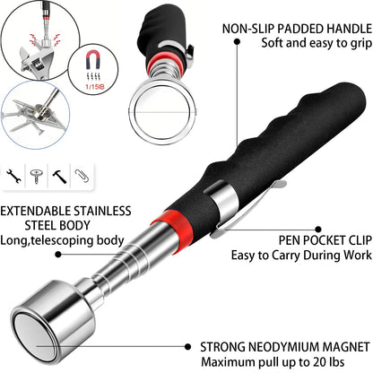 Magnetic Pickup Tool and Grabber Set, 35-inch Flexible Claw, 30-inch Telescoping Magnet with 20lb Pull Force