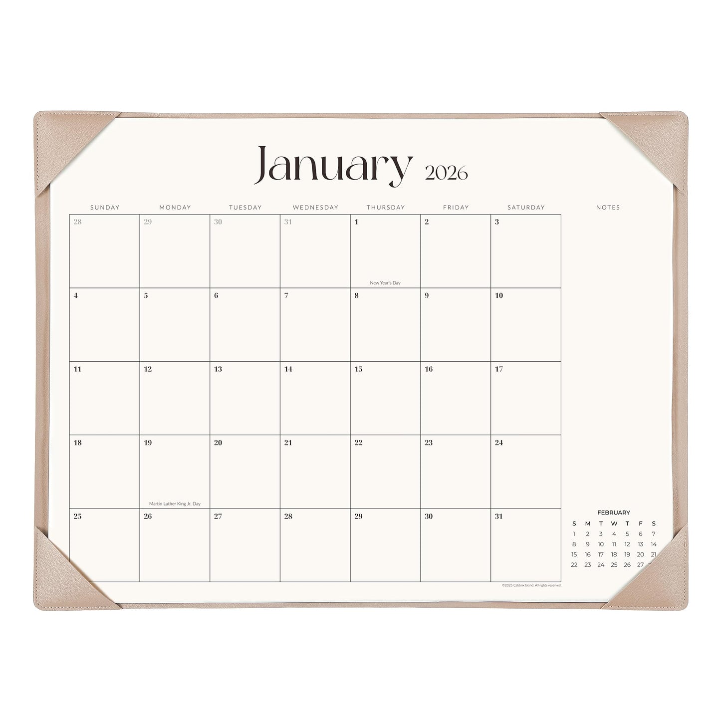 Simplified Desk Calendar 2026 with Desktop Mat, Cabbrix Large Desk Pad Calendar 21" x 16-1/2" Runs From January 2026 to June 2027, Desk Blotter Calendar for Home School and Office (Apricot)