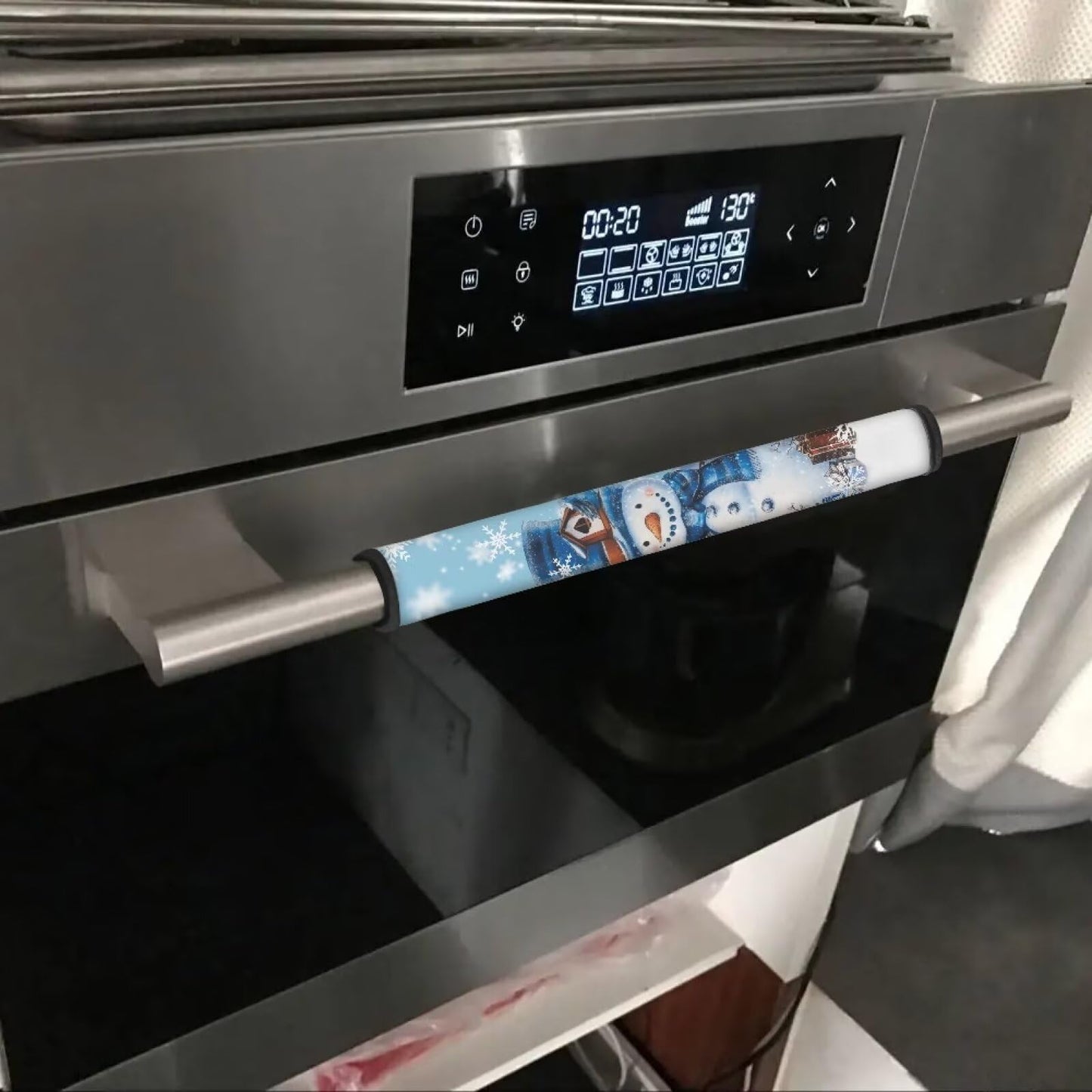 HUISEFOR Christmas Refrigerator Door Handle Covers Blue Snowman Fridge Door Handle Covers Set of 6 Oven Microwave Dishwasher Antiskid Protector Xmas Kitchen Decor