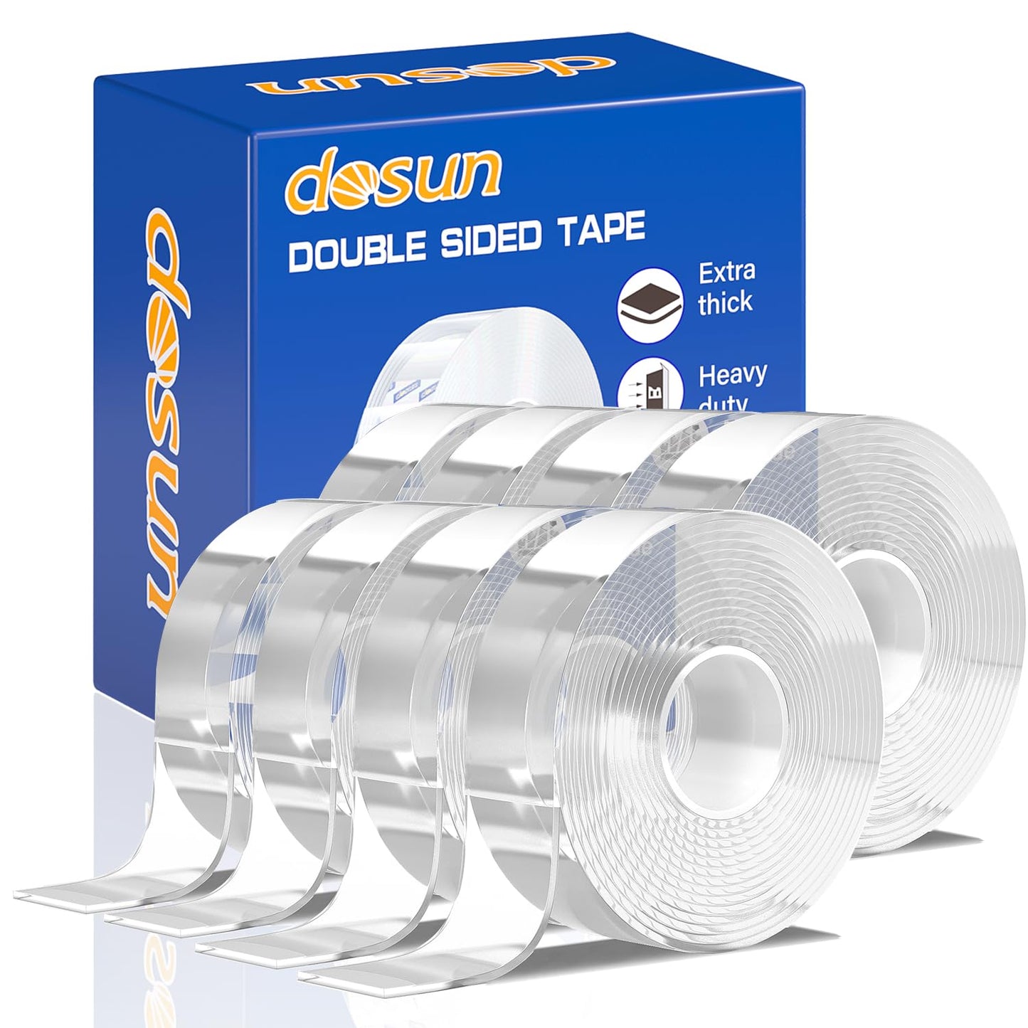 dosun Double Sided Tape Heavy Duty(8 Rolls, Total 80 FT) Sided Nano Tape, Strong Double Sided Tape for Walls, Used for Carpet, Poster, Picture Hanging, Outdoor Multifunctional Mounting Tape