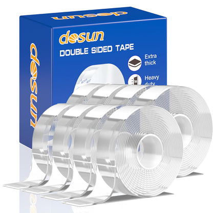 dosun Double Sided Tape Heavy Duty(8 Rolls, Total 80 FT) Sided Nano Tape, Strong Double Sided Tape for Walls, Used for Carpet, Poster, Picture Hanging, Outdoor Multifunctional Mounting Tape
