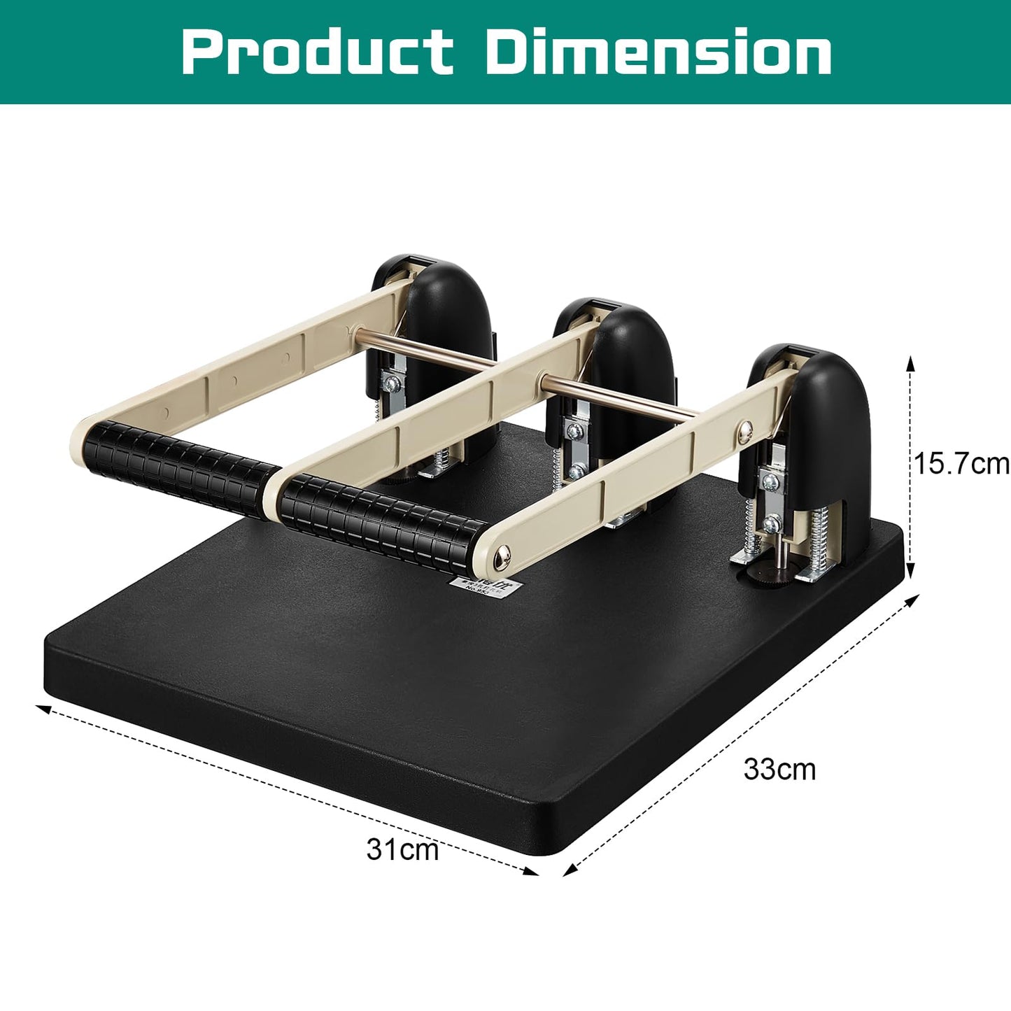 Harloon 3 Hole Puncher for Binder Metal 150 Sheet Capacity 13 x 12.2 x 6.2 Inch Black Silver Paper Punch Large Heavy Duty Puncher Lever Handle for Office Essentials Accessories Print Shops Home