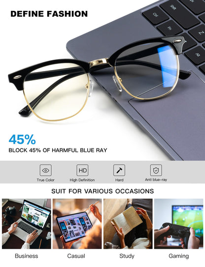 ANYLUV Blue Light Glasses Men Anti Eyestrain Lightweight Computer Gaming Blue Light Blocking Glasses for Women (2 Pack)