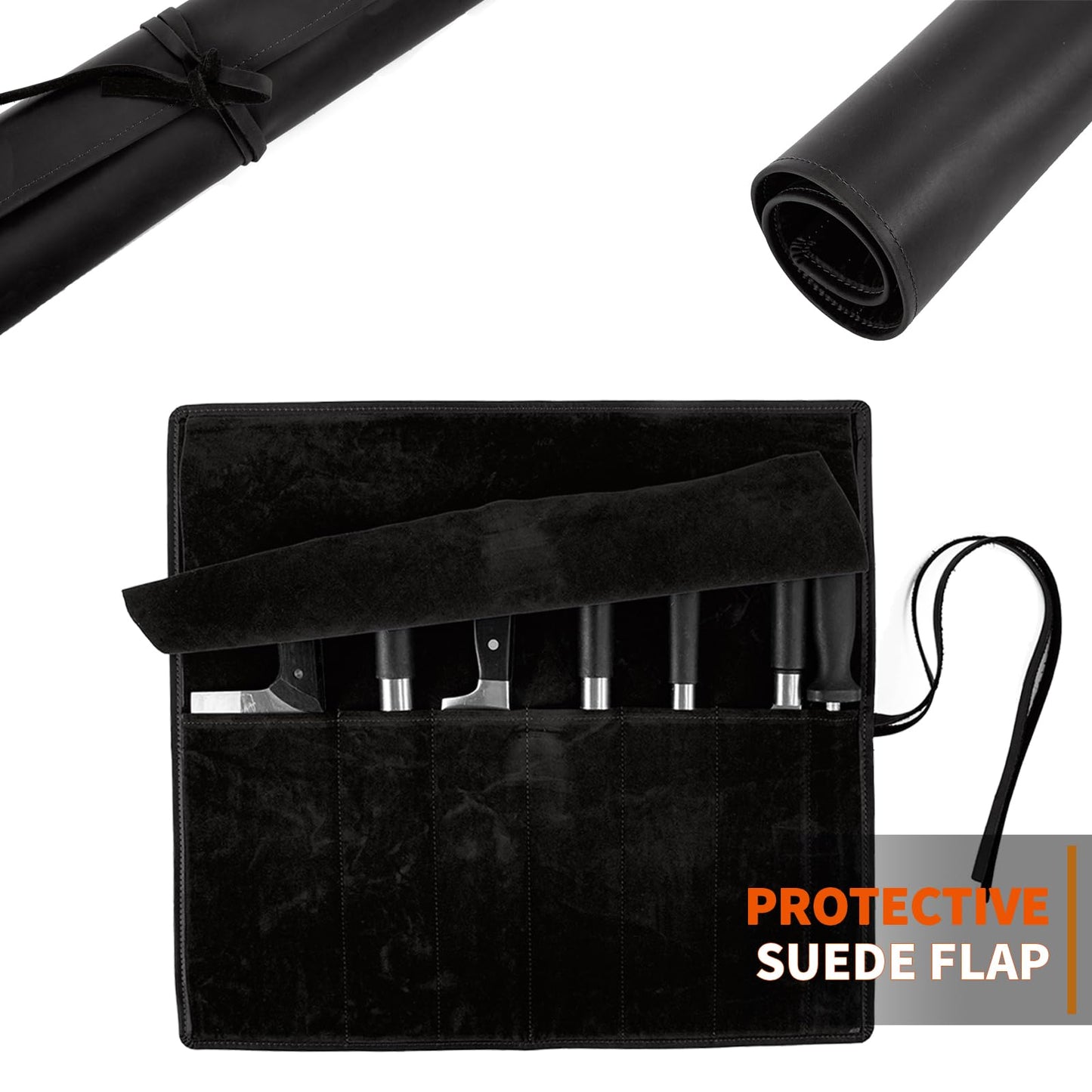 Genuine Leather Knife Roll, Knife Bags for Chefs Professional, Small Chef'S Knife Case Holder, Knives Holders Protectors with 7 Slots