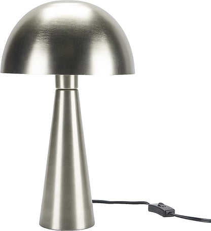 Nourison Home 16" Silver Metal Mushroom Table Lamp, Modern, Retro, Desk Light for Bedroom, Dining, Office, Entryway