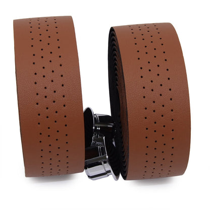 KINGOU Brown Synthetic Leather Road Bike Handlebar Tape Bicycle Bar Tapes - 2PCS Per Set