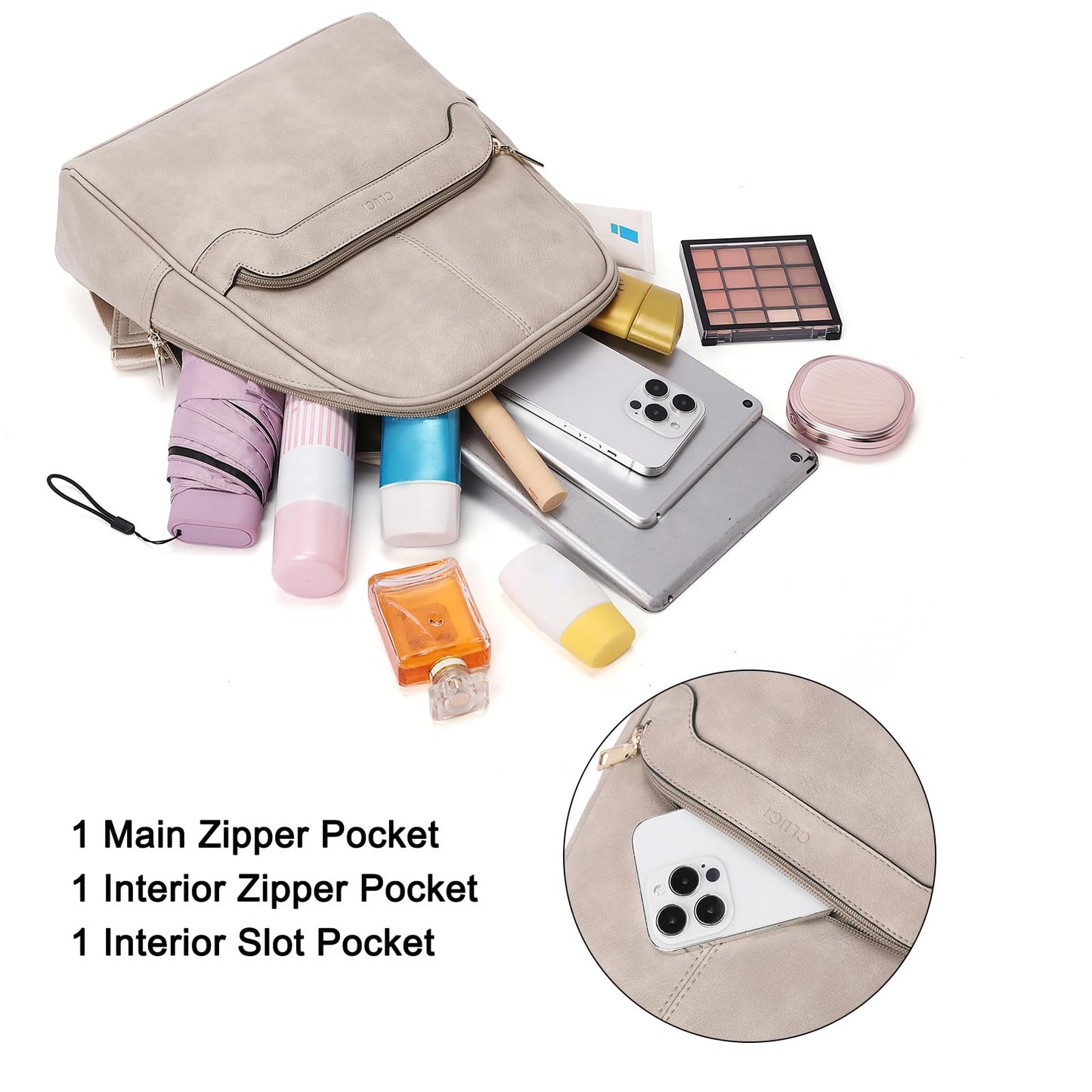 CLUCI Small Backpack for Women, Womens Backpack PU Backpack Purse for Women Leather Convertible Travel Backpack Shoulder Bags