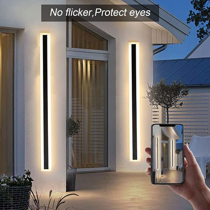 2 Pack 31.5INCH Long Outdoor LED Wall Lights,24W Waterproof IP65 Warm White led Wall Light Rectangular Black Wall Light,led Porch Lights Outdoor Wall Elegant Frosted White Acrylic Anti Rust