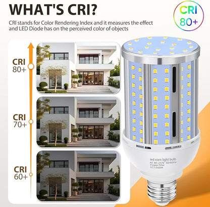 50W LED Corn Light Bulb(2 Pack),(490 Watt Equivalent) Fanless E26/E39 Medium/Large Mogul Base LED Cob Lamp 5000K Daylight 6,200LM for Outdoor Indoor Garage Warehouse Factory Workshop Street Backyard