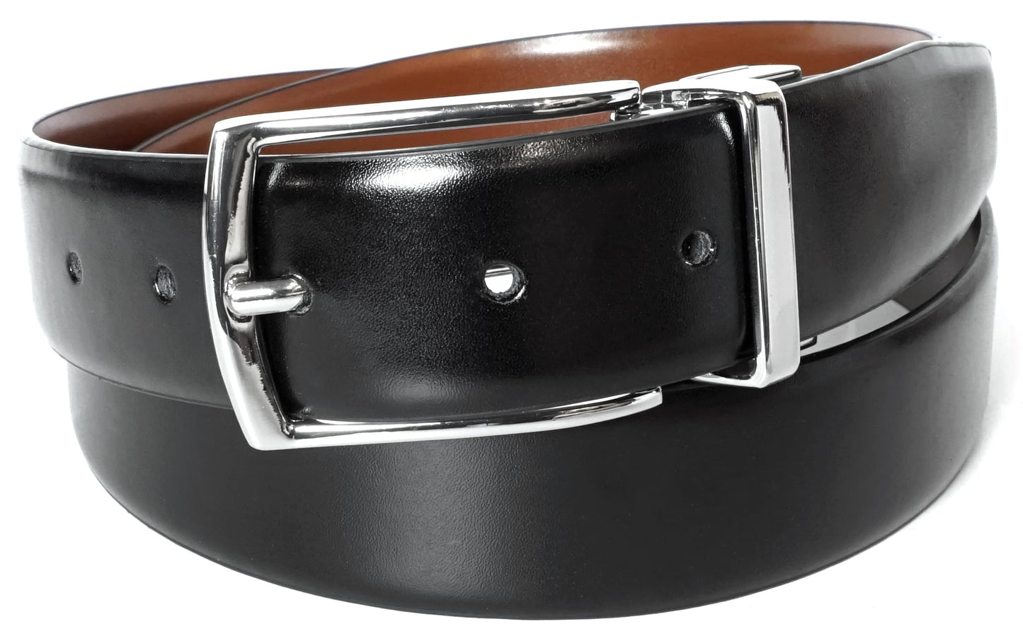 Florsheim Men's Rafael 34mm Genuine Leather Reversible Belt, Cognac to Black, 42