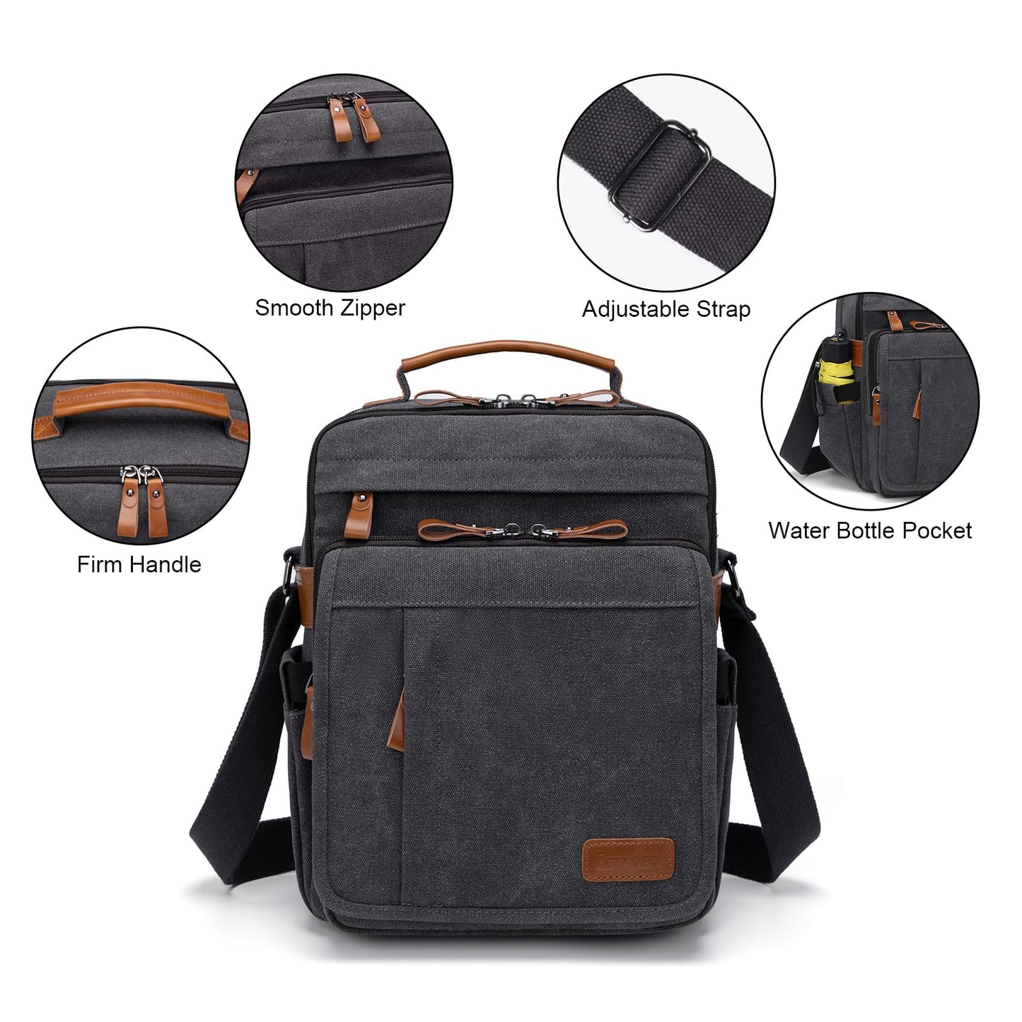 ESTARER 13-13.3 Laptop Bag for Men, Vertical Messenger Bag for 13-13.6'' Mac neo/air/pro Shoulder Bag Water-resistant Canvas