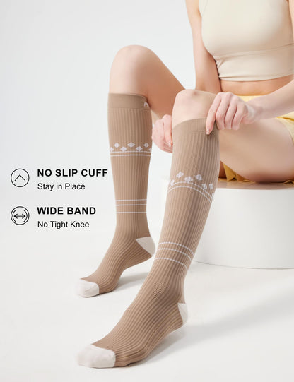FITRELL 3 Pairs Compression Socks for Women and Men 20-30mmHg - Support for Travel, Running, Nurse, Knee High, Neopolitan S/M