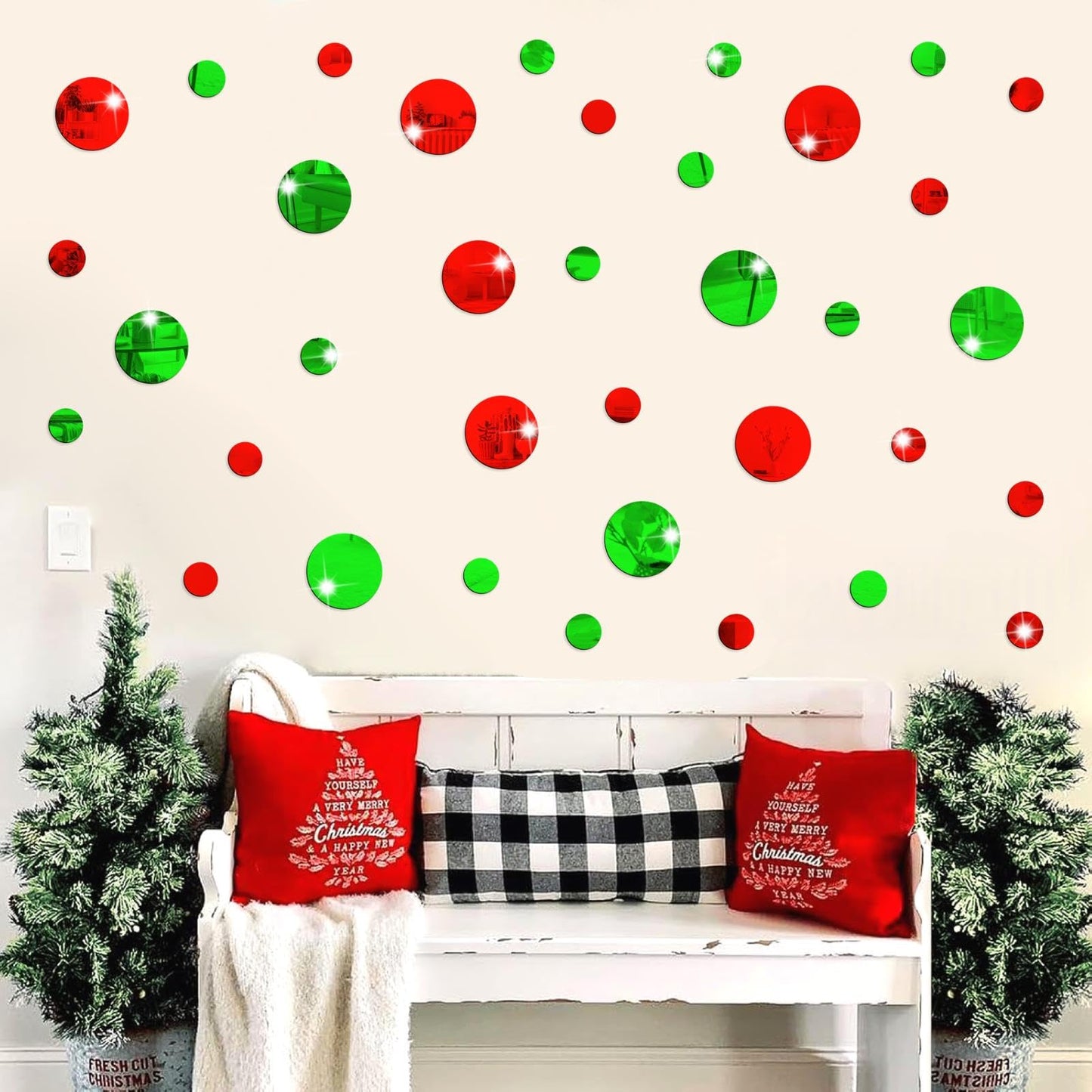 Polka Dots Wall Decals - Christmas Wall Stickers Dots & Circle Wall Stickers - Red & Green