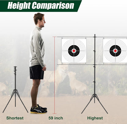 Ideagle Adjustable Target Stand for Shooting Range with 10pcs Paper Targets,Paper Target Stand for BB Gun, Airsoft and Shooting Practice