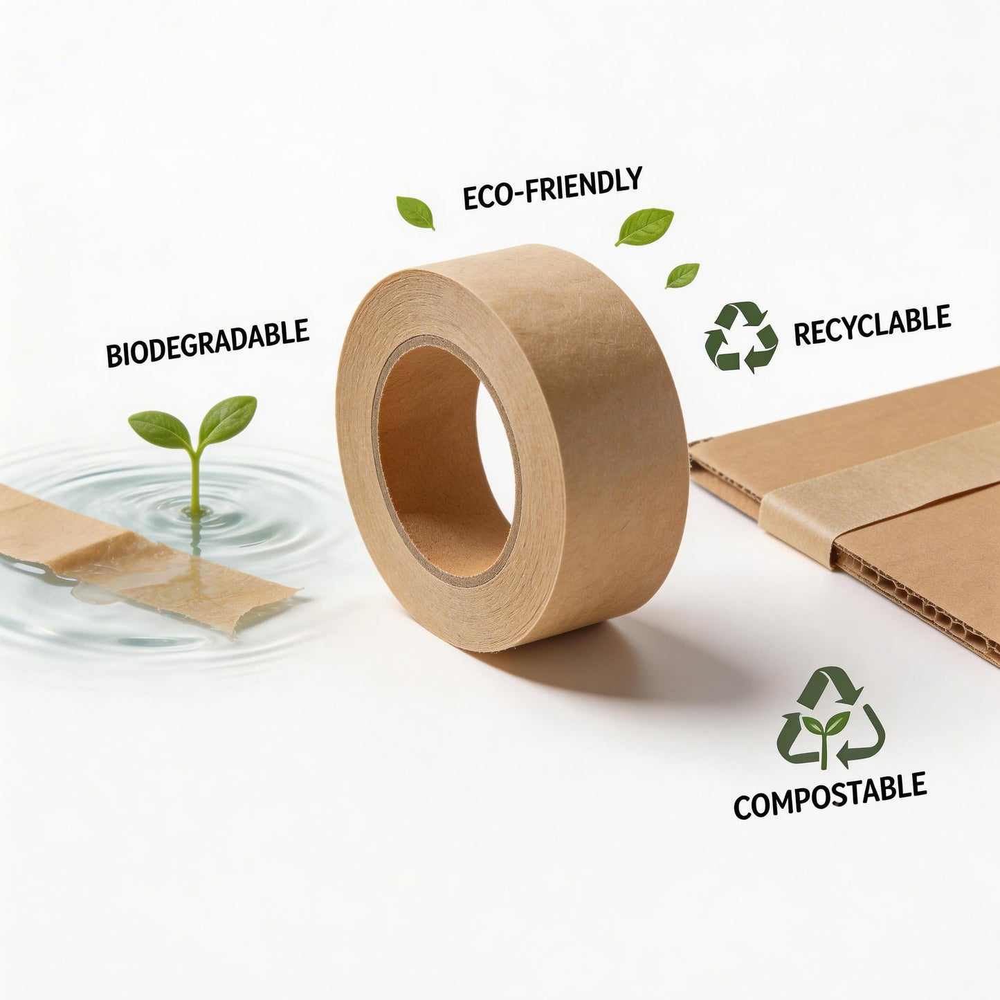 Joisonwoo Water Activated Gummed Kraft Paper Tape, Water Activated Tape Brown, 6-Rolls 2.75" x375ft, Heavy Duty for Moving & Tamper Evident Shipping