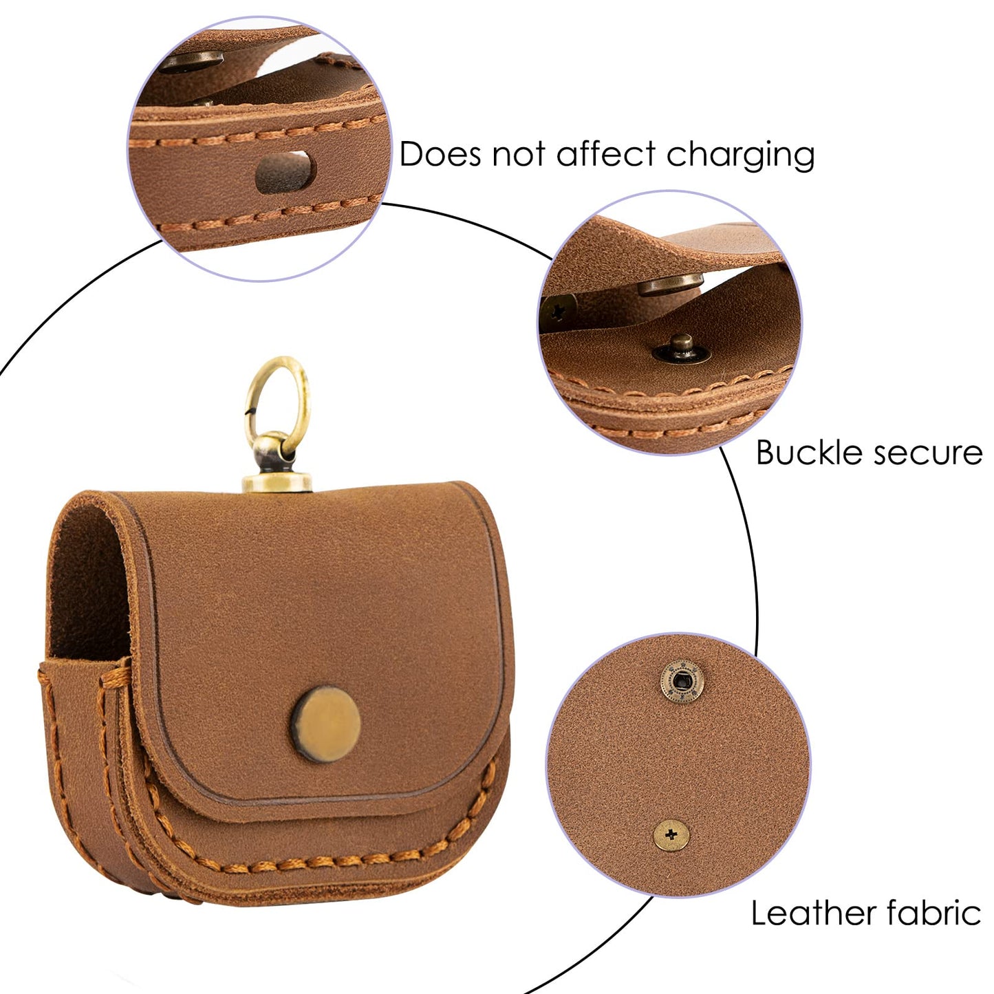 Musiin Premium Leather Bag Compatible with Airpods Pro 2/1 and Earphone Protective Storage Cover Pouch Portable Carrying Case(Brown)