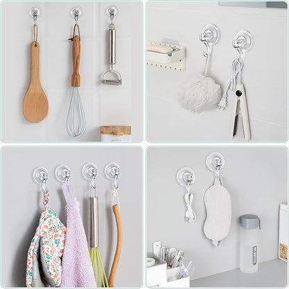 VIS'V Wreath Hanger, Large Suction Cup Wreath Hooks, Heavy Duty, 22 LB Capacity, Removable and Reusable, Clear, 4 Pcs