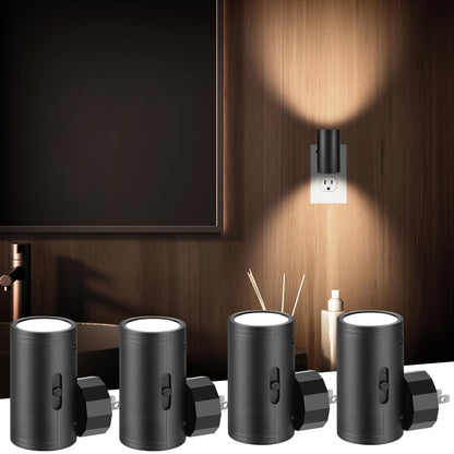 LED Night Lights Plug into Wall, Dusk to Dawn Sensor,5-300LM Adjustable Brightness, Soft White 3000K,Dimmable Night Lights for Kitchen,Hallway Bedroom,Stairs, 2 Pack