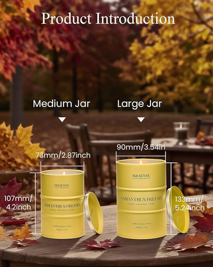 M&SENSE Osmanthus Freesia Scented Candles Natural Non Toxic, Aromatherapy Candle for Stress Relief Meditation Relaxing, Housewarming Gifts for Women Men, 11.3oz 70 Hour Long Burning