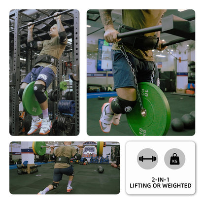 2-in-1 Weightlifting Belt & Dip Belt with Chain for Added Weight Training,Weightlifting, Squats, Deadlifts,Powerlifting for Men & Women(Large)