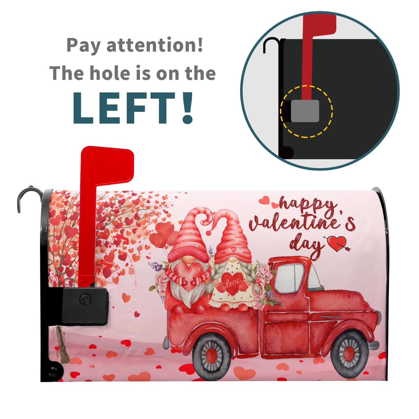Happy Valentine's Day Mailbox Standard Size 25.5 X 21 Welcome Holiday Magnetic Mailbox Wraps Gnome Love Heart Letter Post Box Cover for Home Garden Yard