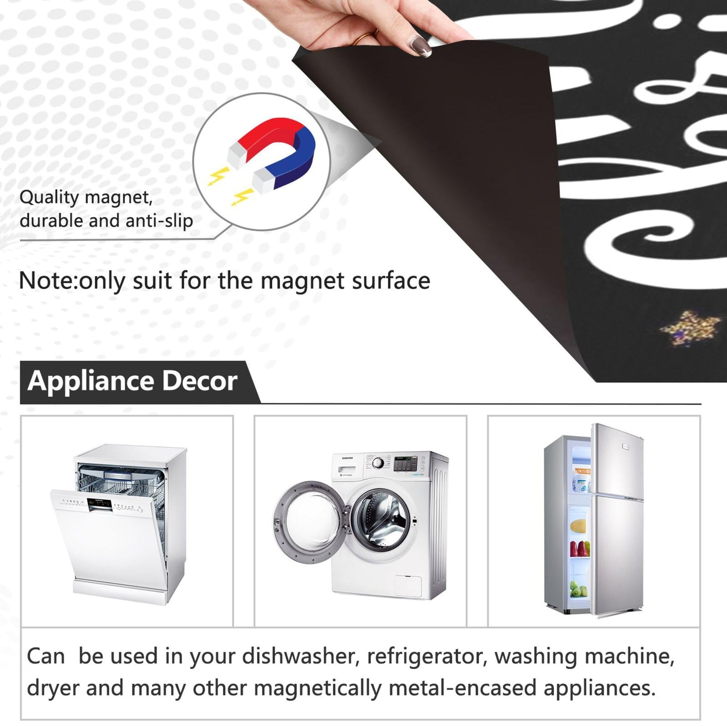 Christmas Cat Dishwasher Stickers Magnetic Cover Winter Snowflake Black Kitchen Fridge Magnet Covers Decals Home Decorations Vinyl Sticker Reusable 23W x 26H inches